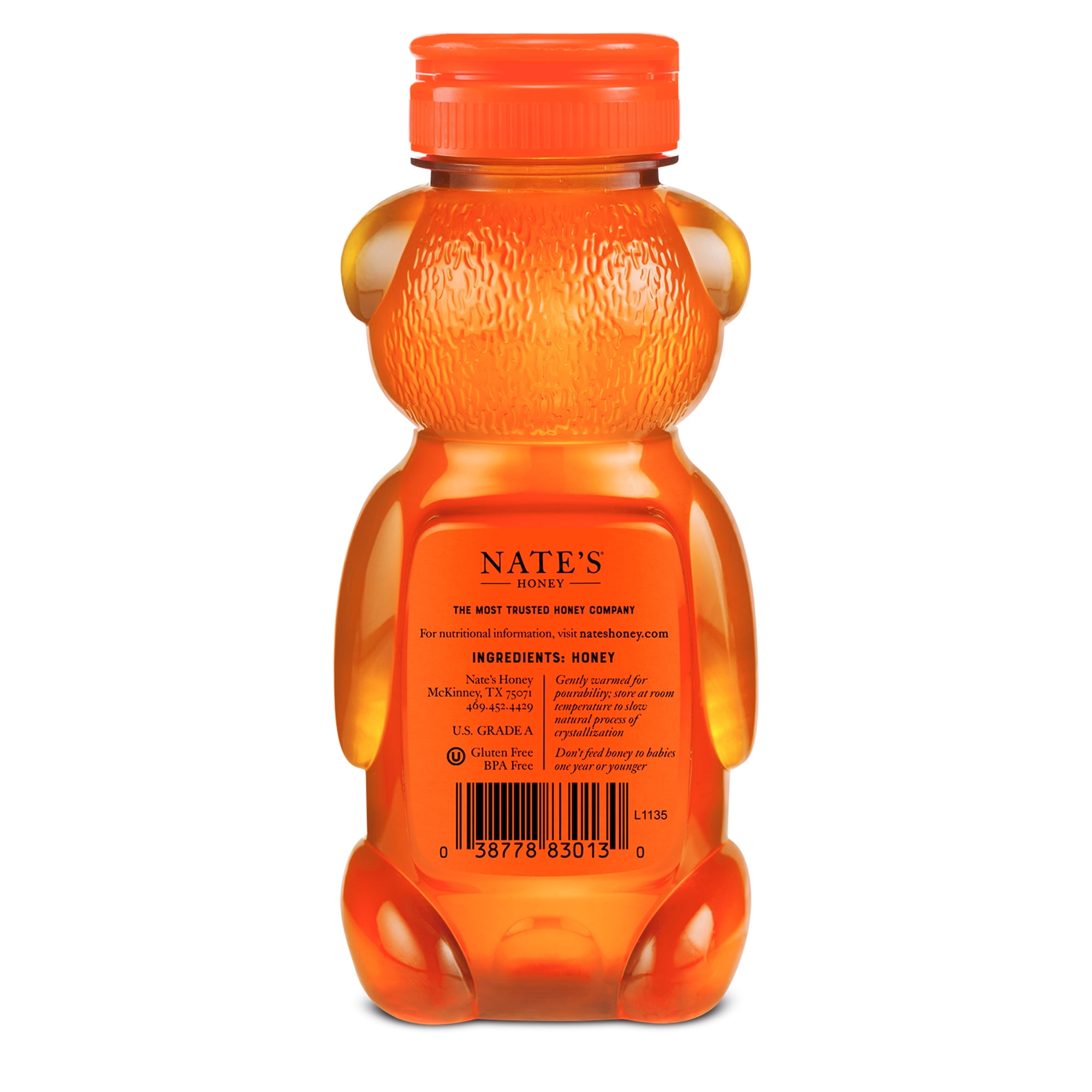 (6 pack) Nate's Honey: 100% Pure, Raw and Unfiltered Honey - 12 fl oz Bottle