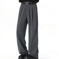 thumbnail image 2 of BVnarty Mens Baggy Casual Dress Pants Lightweight Pleated Old Money Style Wide Leg Loose Relaxed Fit Trousers Dark Gray L, 2 of 6