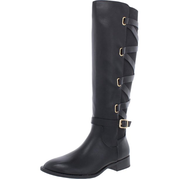 Thalia Sodi Women's Vallie Leather Closed Toe Knee High Fashion Boots Black Size 8.5W