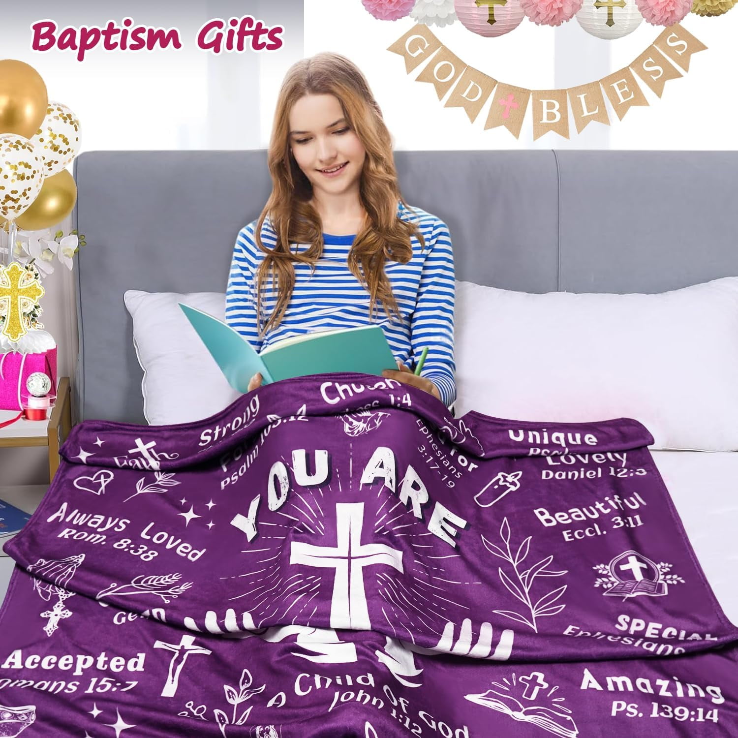 Christian Gifts Blanket for Women 60"x50", Religious Catholic Spiritual Gifts for Women, Inspirational Encouragement You are Awesome Loved Amazing Gifts for Women
