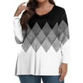 thumbnail image 2 of TQWQT Plus Size Womens Tops Sexy Fall Long Sleeve Tunic Tops Floral Graphic Tees V Neck T Shirts Loose Fit Casual Blouses Black 2XL, 2 of 6