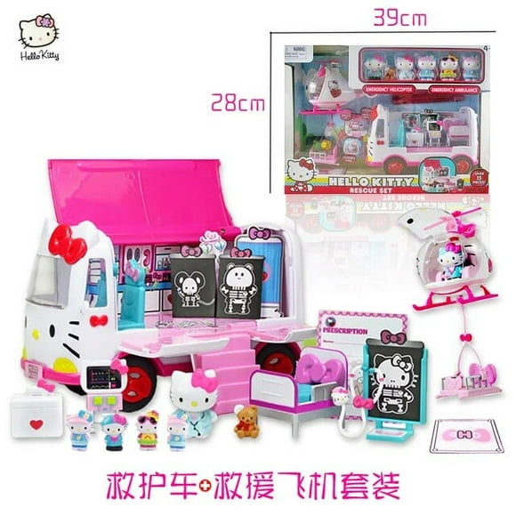 Sanrio Hello Kitty Children‘s Pretend Play Ambulance Toys Simulation Rescue Plane Role Play Educational Play House Gift Kid Toys