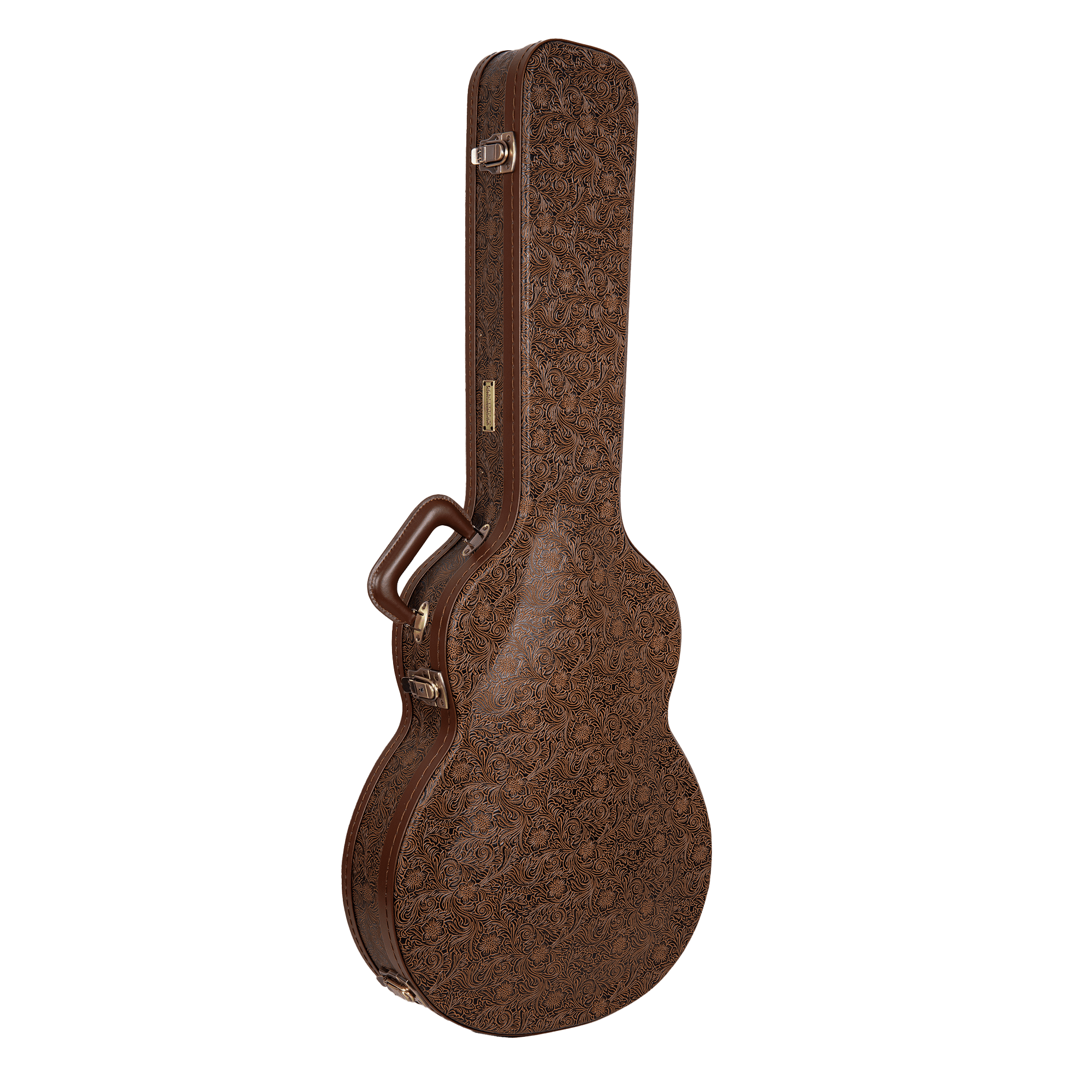 Crossrock Designer Series Case fits 335 Style 6-string Semi-Hollow Electric Guitars- Security Lock, Metal Feet, Storage Space- Blossom Brown