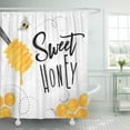 thumbnail image 1 of Cortina De ducha ABPHQTO Naranja abeja Miel Panales Letras Dulce 150x180 cm, 1 of 1