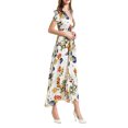 thumbnail image 3 of Gzhioc Flower Print V-Neck Short/ Half Sleeve Bohemian Dress One-Piece, S/M/L/XL/XXL, 3 of 5