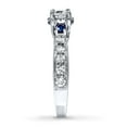 thumbnail image 3 of 1 Carat Round Diamond and Sapphire Halo Engagement Ring in White Gold, 3 of 3