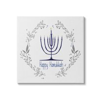Stupell Industries Happy Hanukkah Botanical Wreath Graphic Art Gallery Wrapped Canvas Print Wall Art, Design by Susan Jill