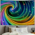 thumbnail image 2 of JRXY  Bohemian Striped Wall Hangings Window Curtain Cosmic Lines Wall Tapestry Neon Wall Fluid Vortex Swirl Tapestries for Kids Boys Teens Child's Dorm Room Decorative, Green Blue Painting, 2 of 6
