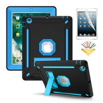 iPad 2 Case, iPad 3 Case, iPad 4 Case, Dteck Kickstand Heavy Duty Rugged Shockproof High Impact Resistant Hybrid Three Layer Full Body Protective Cover w/ Screen Protector For iPad 2 3 4,Black/Blue