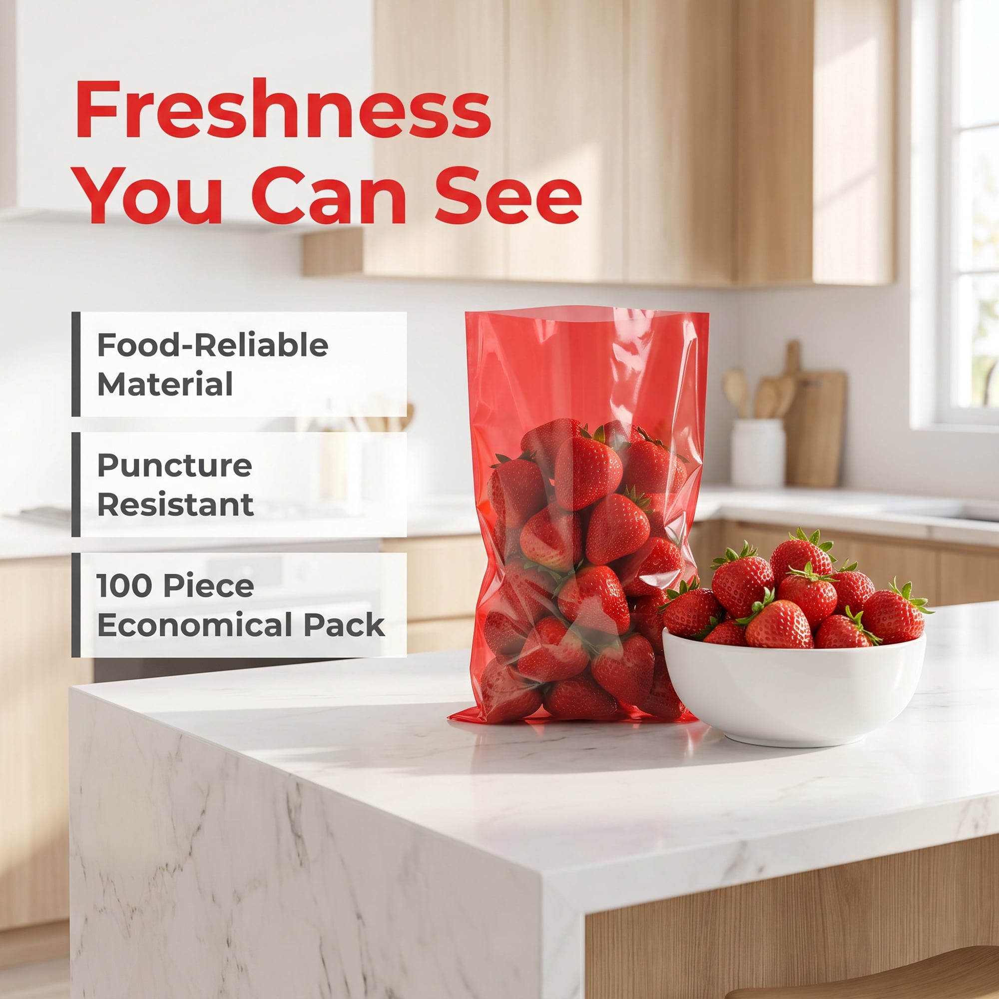 Unique Bargains 100Pcs Printed Pattern Thick Clear Wrapping Bag Red 5.9" x 9.1"