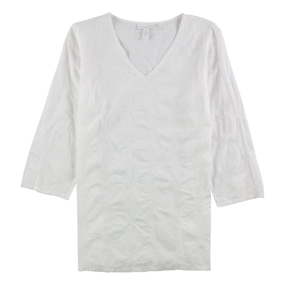 Charter Club - Blusa para mujer con diseño de conchas marinas, color blanco, XS