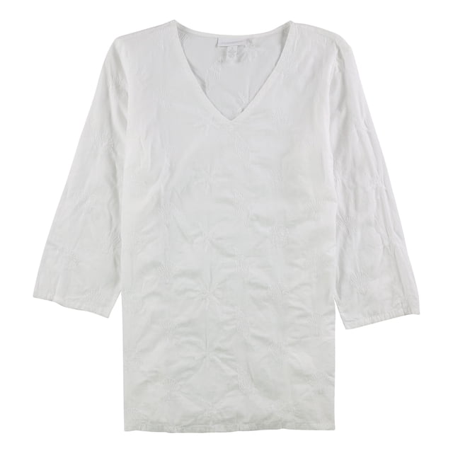 Charter Club - Blusa para mujer con diseño de conchas marinas, color blanco, XS