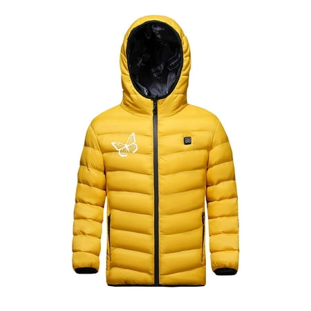 

Heated Hoodie Jacket for Boys Girls USB Electric Thermal Body Warmer Lightweight Rechargeable Heating Hooded Coat Windproof Coat For Children Winter 3 Heated Jacket Coat