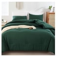 thumbnail image 2 of TiaGOC Queen Comforter Set Emerald Green, 3pcs (1 Boho Dark Forest Green Comforter & 2 Pillowcases), All Season Blanket Lightweight Bedspreads Quilt, 2 of 9