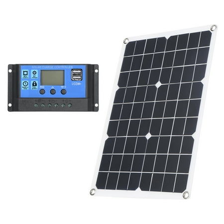 

30W D C 9V/18V Flexible Solar Panel with 30A L-ED Display Controller Kit Set with USB/ Type C Interface & Car C-harger 10/20/30/40/50A Solar C-harge Controller IP65 Water Resistance for Home