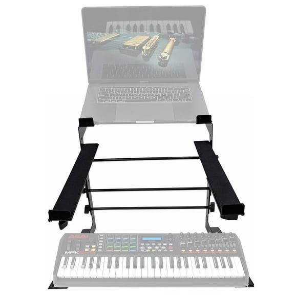 Rockville Dual Shelf Laptop Controller Stand for Akai MPK249 Keyboard