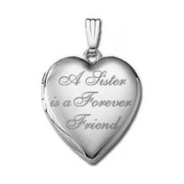 Sterling Silver " a Sister is a Forever Friend " Heart Locket - 3/4 Inch X 3/4 Inch