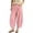 Pink, variant on cocolona Womens Casual Loose Pleated Linen Pants Elastic Waist Straight Wide Leg Travel Lounge Cropped Pants with Pockets