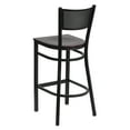 thumbnail image 4 of BizChair Black Grid Back Metal Restaurant Barstool - Mahogany Wood Seat, 4 of 7