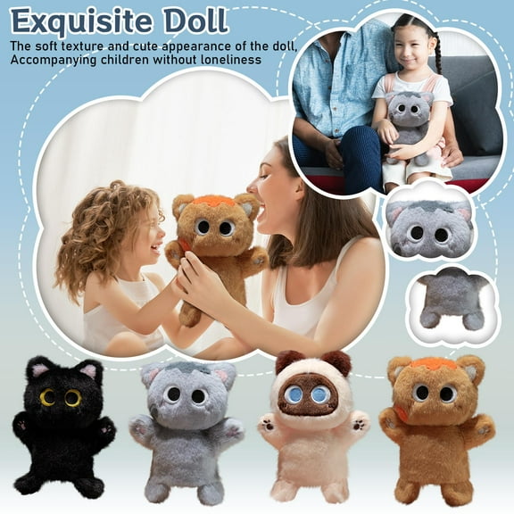 EclipseJewels Cute Orange Cat Hand Puppet Plush Toy, Interactive Cloth Doll for Kids, Parent-Child Game & Storytelling Gift for Toddlers & Children,Black