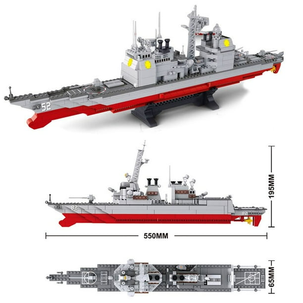 Juego de bloques de construcción modelo destructor de barco de guerra para niños, juguete de construcción con ladrillos, serie militar, 2023