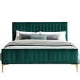 thumbnail image 3 of Omax Decor Julia Wood and Fabric Upholstered Queen Platform Bed in Green, 3 of 4