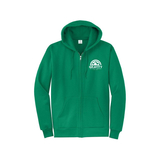 Gravity Outdoor Co. Zip-Up Hoodie - Kelly - White Logo - 2X-Large