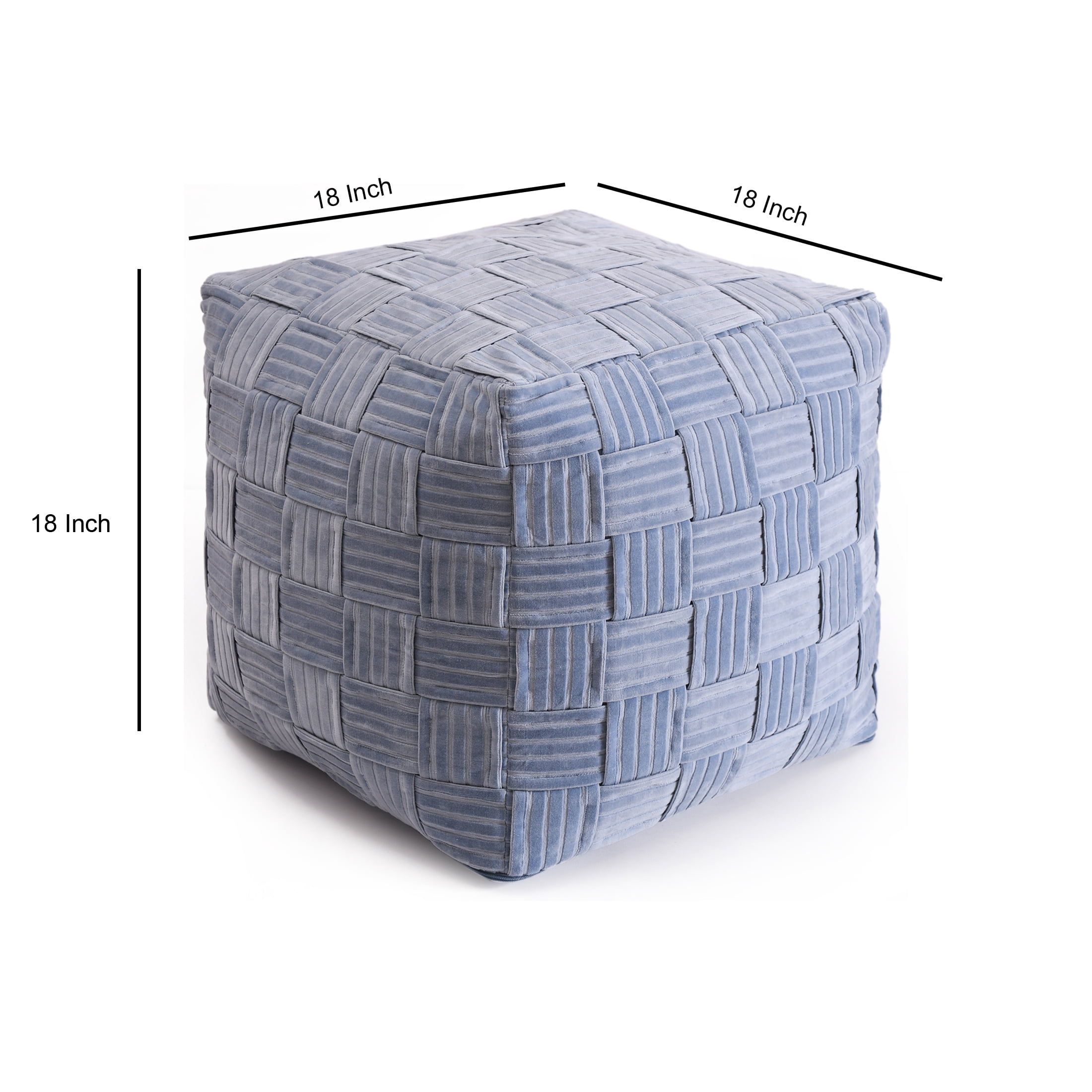 Better Homes & Gardens Velvet Woven Pouf Cover, Blue Silver