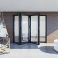 thumbnail image 3 of KaMic 108" x 96" 3 Panels Aluminum Folding Door In Black, Folded Out From Right To Left, 3 of 19
