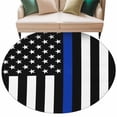 thumbnail image 2 of Blue American Flag Round Area Rug 7 FT, Non Slip Living Room Area Carpet, Black White Striped US Flag Stars Washable Soft Circular Rug Non-Shedding Floor Carpet for Bedside Office Play Room Classroom, 2 of 9