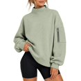 thumbnail image 2 of Mock Neck Sweatshirt Women Long Sleeve Casual Lightweight Sweatshirts No Hood Fall Fashion Oversized Turtleneck Pullover,XL, 2 of 9
