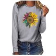 thumbnail image 1 of Pompotops Femmes Imprimé Décontracté Col Rond Manches Longues T-shirt Tops Blouse, 1 of 4