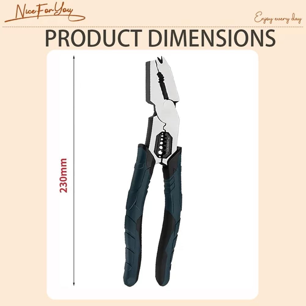Industrial-Grade 9-in-1 Multi-Function Cutting Pliers - Nail Puller, Wire Cutter, Stripper, Crimper, Professional Tool for Home Repair(RL 1 PC)