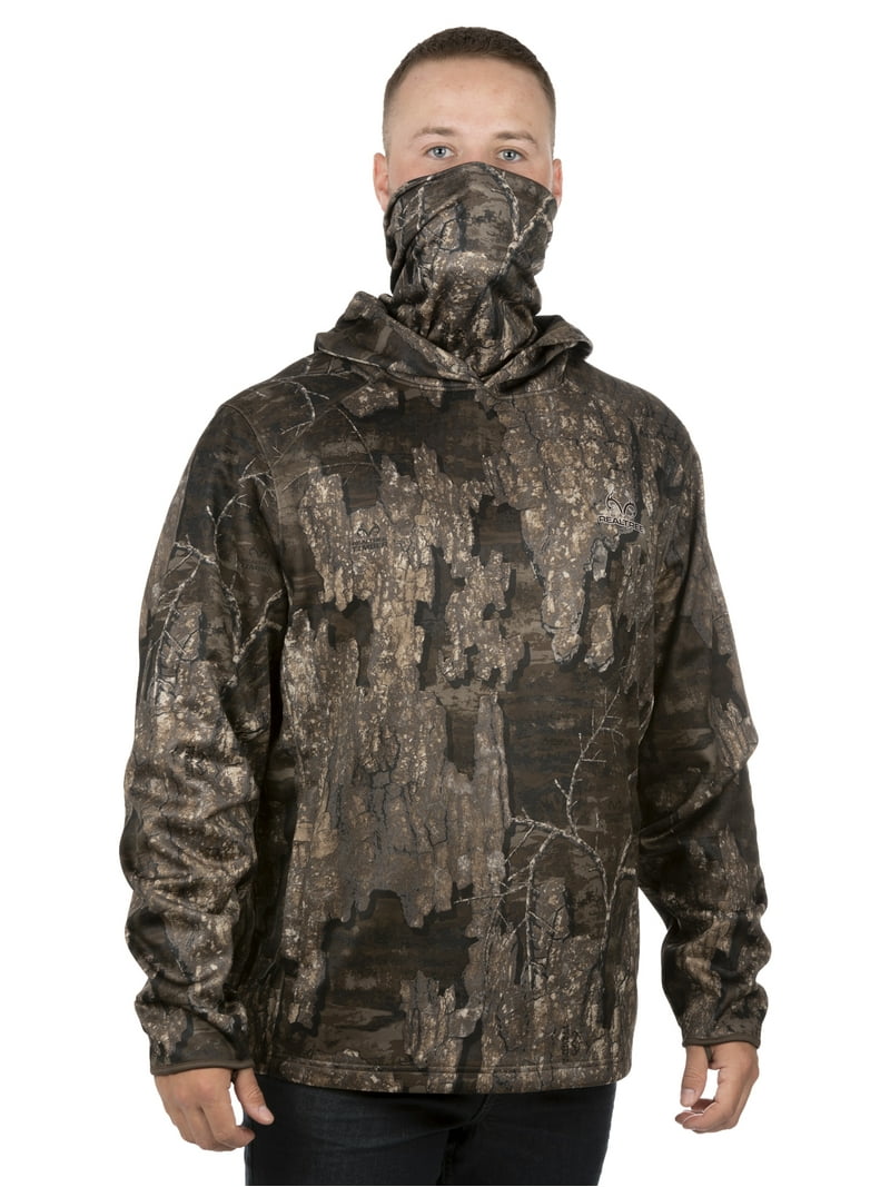 Realtree Timber Men Performance Camo Hoodie with Neck Gaiter for