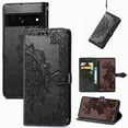 thumbnail image 1 of SaniMore for Google Pixel 7 Pro 6.7" 2022 Wallet Case with Embossed Mandala PU Leather Flip Protection Wrist Strap Credit Card Holder Pocket Kickstand Shockproof Case For Google Pixel 7 Pro, Black, 1 of 8