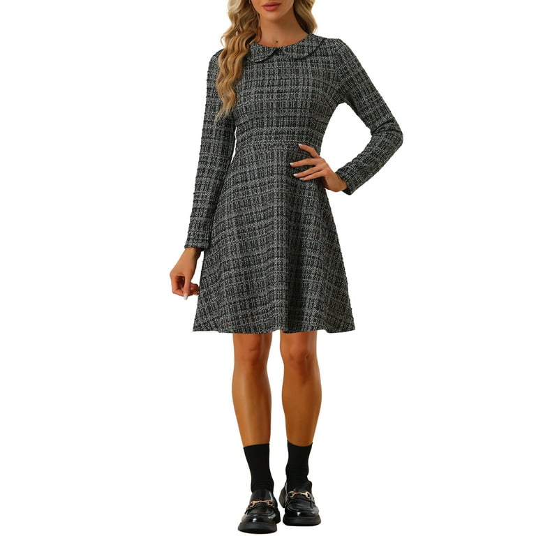 Classic Plaid Long Sleeve Skater Dress Classic Plaid Long Sleeve Skater Dress