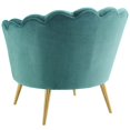 thumbnail image 4 of Contemporary Modern Urban Designer Living Room Lounge Club Lobby Accent Side Chair Armchair, Velvet Fabric Metal Steel, Aqua Blue, 4 of 6