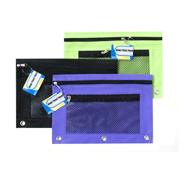 Zipper Pencil Pouch w/ Mesh Window Fit 3-Ring Binder (4-count) –