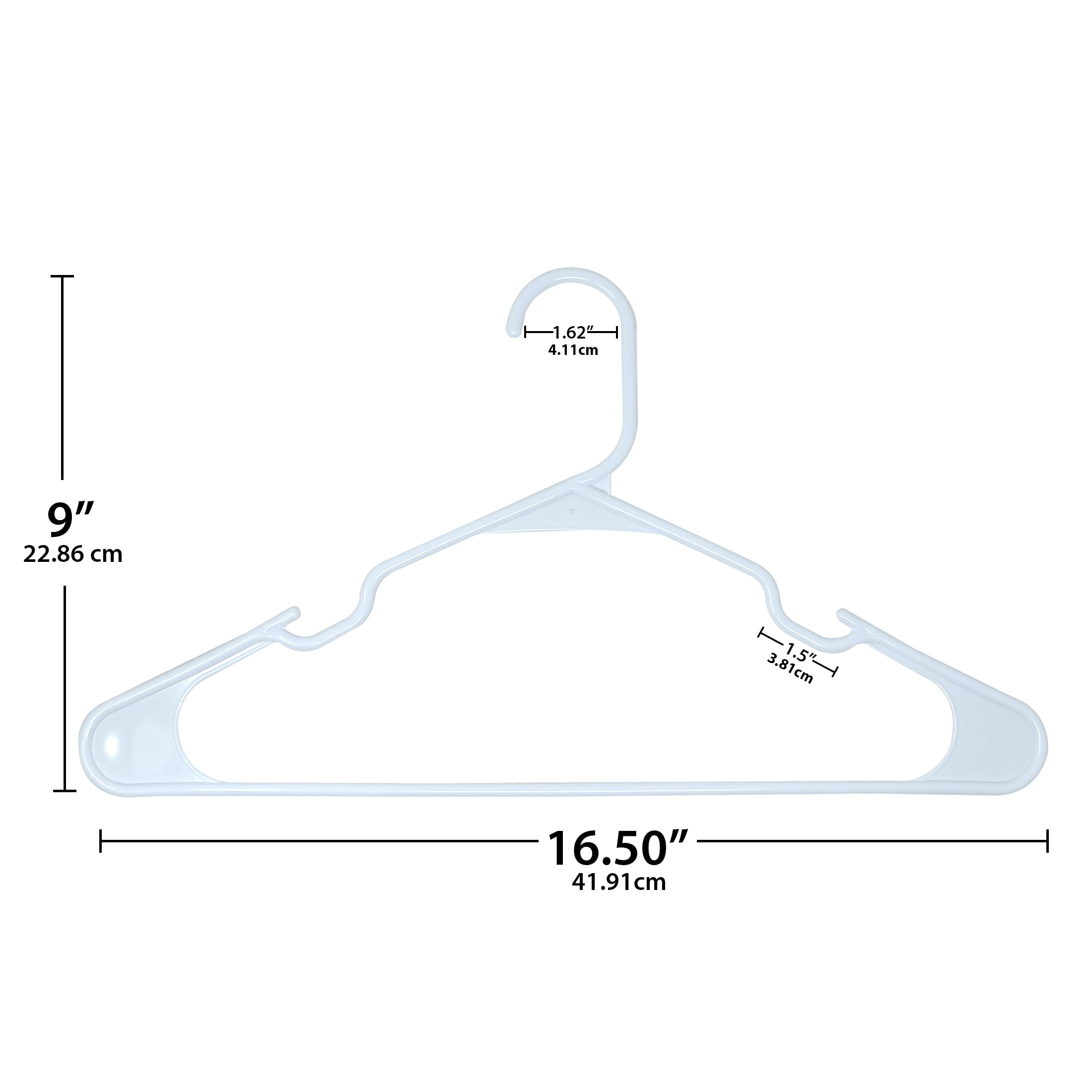 Mainstays Plastic Notched Adult Hangers for Any Clothing Type, Arctic White 50 Count