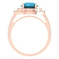 thumbnail image 4 of 2.6 ctw with Simulated Diamond Halo Accents Anniversary Ring for Women | Round Cut Simulated Turquoise | Hyperallergenic Solid 14K Rose Gold, 4 of 5