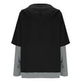 thumbnail image 5 of UTSJKR Womens Oversized Fake Two Piece Hoodies Fleece Sweatshirts Spring Fashion Pullover Sweaters Winter Clothes Black XL, 5 of 9