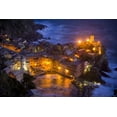thumbnail image 2 of Zuckerman, Jim 18x13 Gold Ornate Wood Framed with Double Matting Museum Art Print Titled - Italy, Vernazza, Cinque Terra City lit at night, 2 of 4