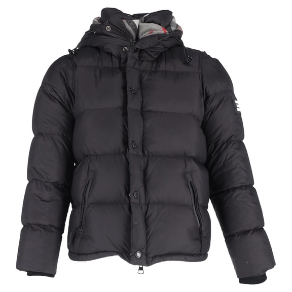 Pre-Owned Burberry Logo-Appliqué Puffer Jacket in Black Nylon