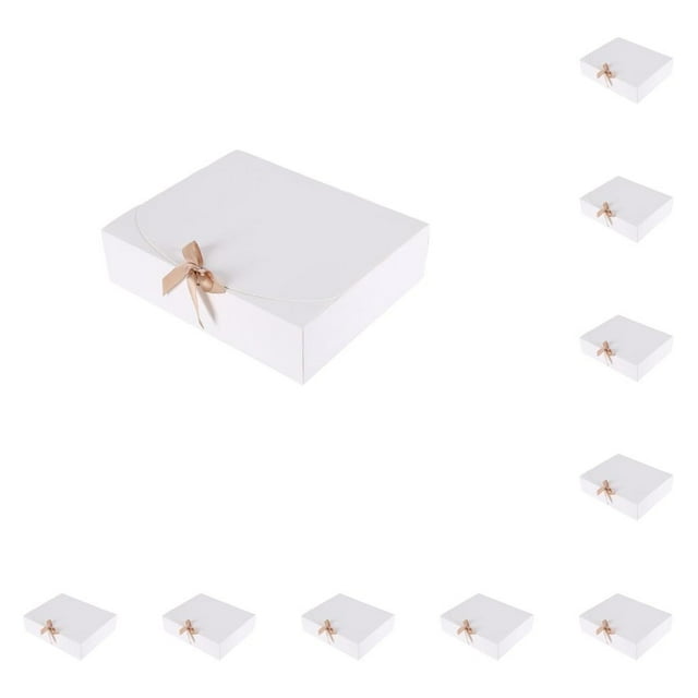 xinxixnxx Paper Gift Packaging Box with Ribbon Wedding Ceremony Engagement Cookie Candy Packing Case Portable Favor Boxes White 31x26x8cm