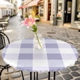 thumbnail image 6 of Purple Plaid Round Tablecloth for 55-60 Inch Tables,Fitted Table Cover with Elastic Edge,Spring Summer Farmhouse Buffalo Checkered Waterproof Outdoor Table Cloth Protector for Patio Garden Dinner, 6 of 9