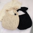 thumbnail image 3 of Women Shoulder Bag Twist Pattern Crochet Solid Color Large Capacity Shopping Bag Tote Bag for Travel, 3 of 10