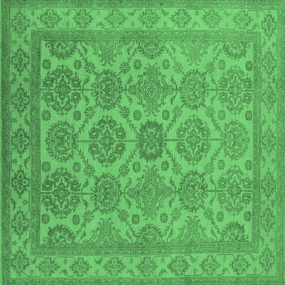 Ahgly Company Indoor Square Oriental Emerald Green Industrial Area Rugs, 8' Square