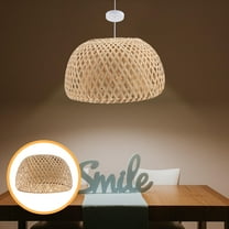 PAMINGONO Light Shade Woven Lampshade Light Yellow Bowl Shaped 1Pcs