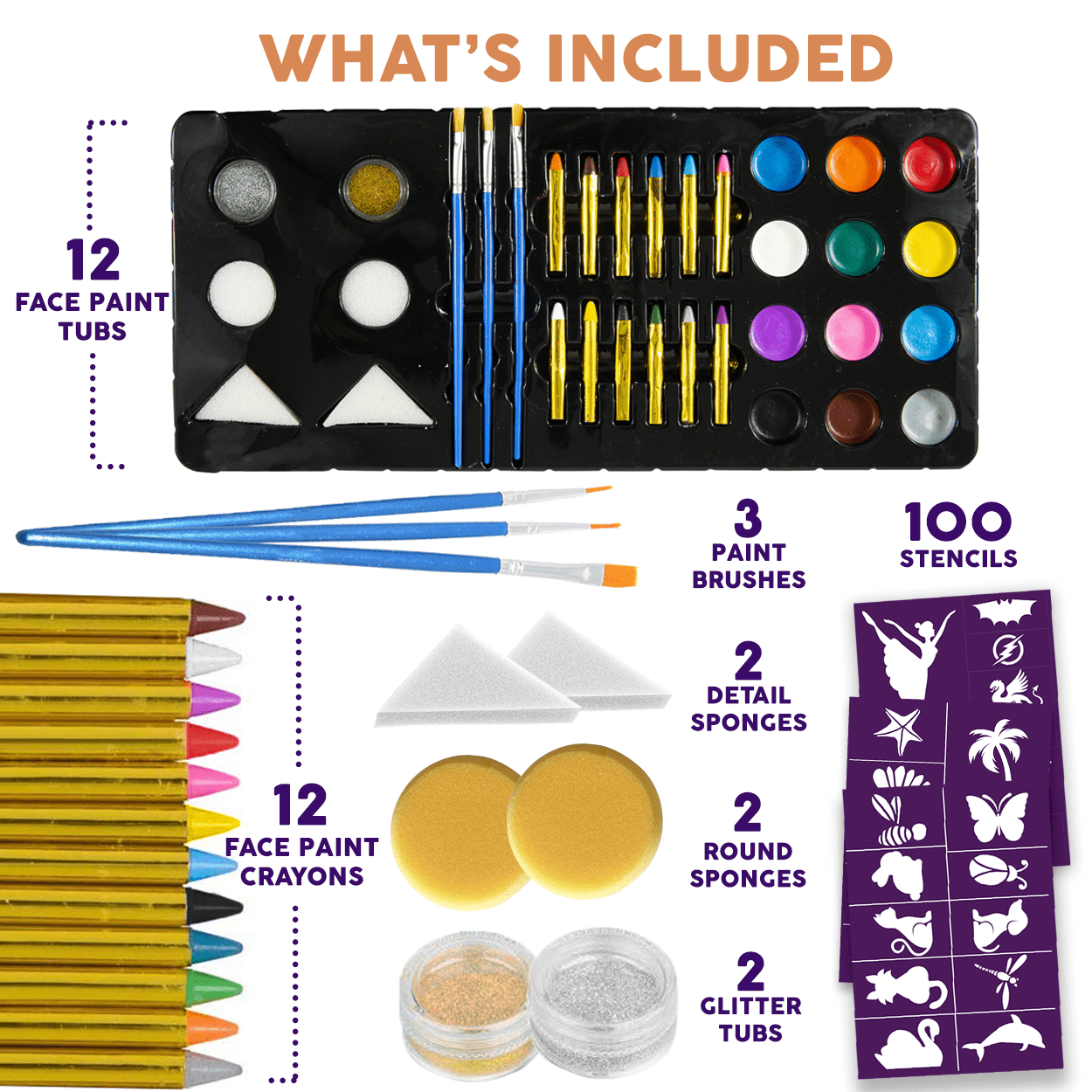 Balnore Face Painting Kit for Kids 8 Large Washable Paints