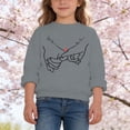thumbnail image 2 of Oiyii Holding Hands Heart Line Print Sweatshirt for Toddler Girls Oversize Crew Neck Soft Pullover Sweatshirt Top,Grey, 2 of 4